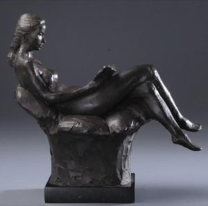 Seated Figure Reading - Contemporary Sculpture by Alan LeQuire