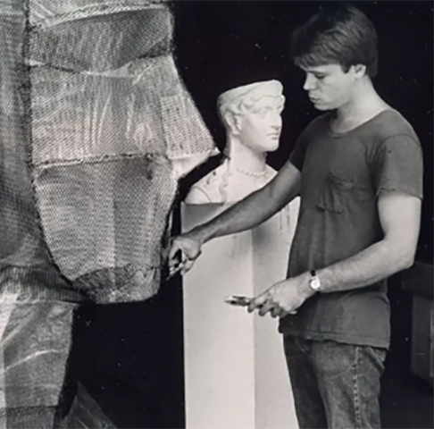 Alan LeQuire working on his 42ft Athena Parthenos, c. 1983.